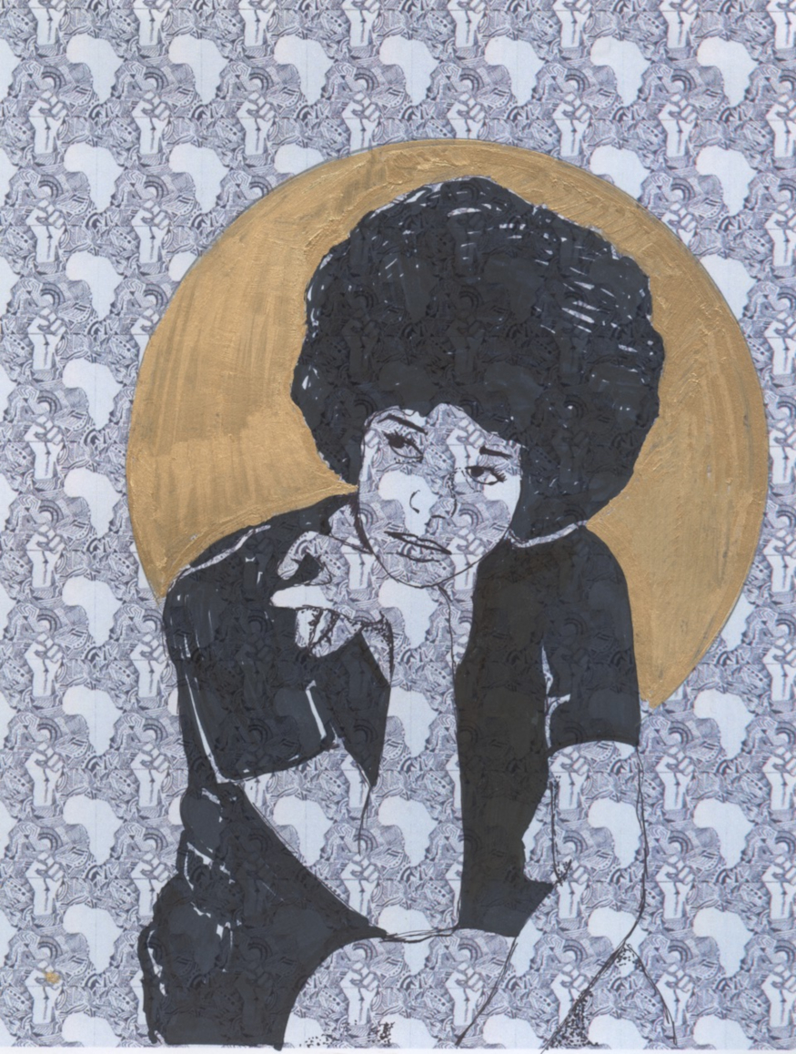 Kiayani Douglas painting of a young black women in thought