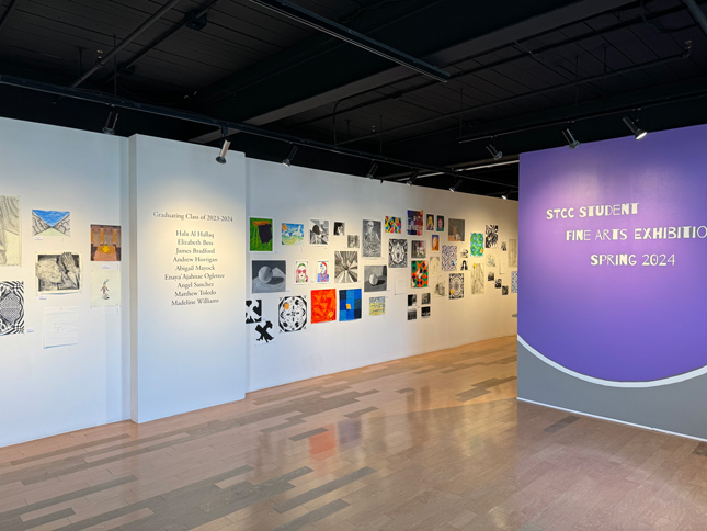 wide view of the student art exhibition