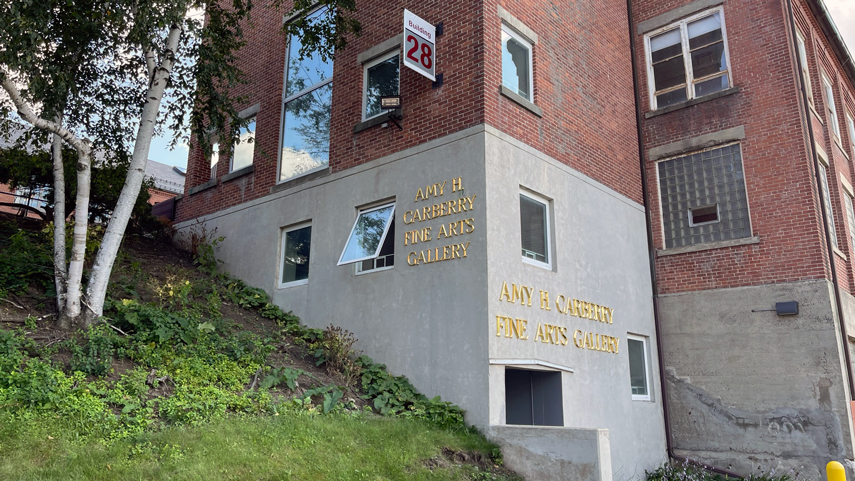 Amy H. Carberry Gallery entrance with the name in gold lettering