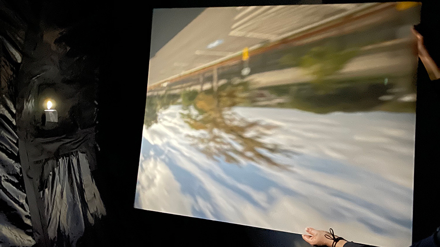 Camera Obscura Room with upside down image of street