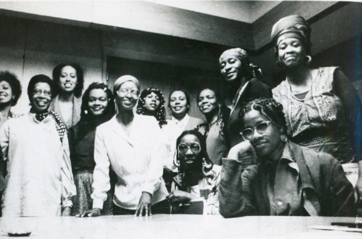 black and white photo of the Black Women Artists Collective