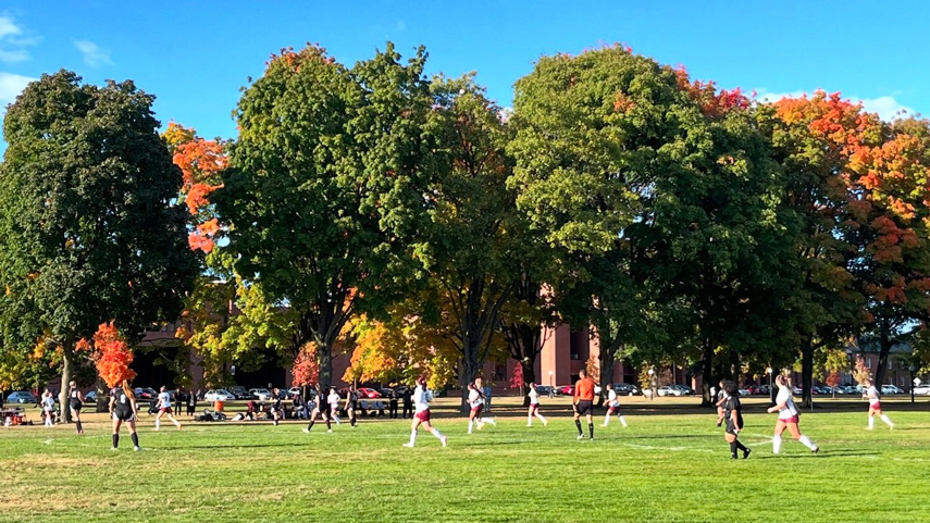 Womens Soccer game on a bright sunny day