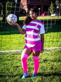 Jerymar DeJesus holding a soccer ball