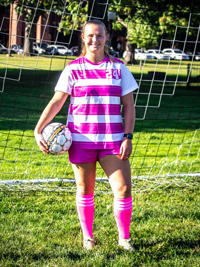 Emily Davis in front of soccer net