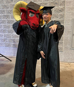 Bradley Fletcher with Rowdy the Ram