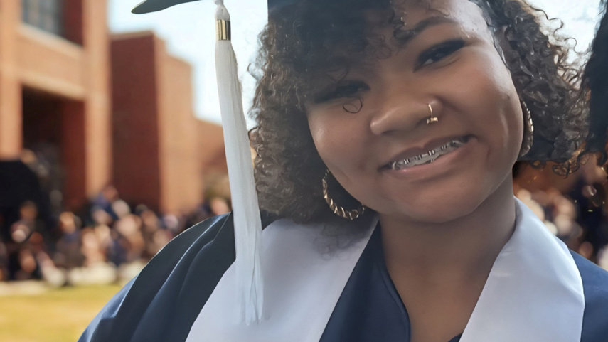 Gateway to College Graduate in Cap and Gown