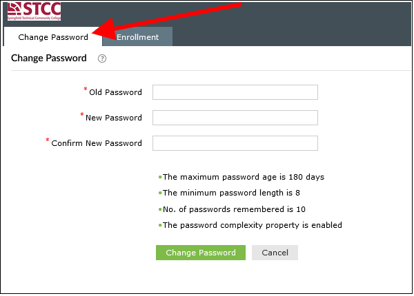 a screenshot of the Password Manager tab and Change Password screen