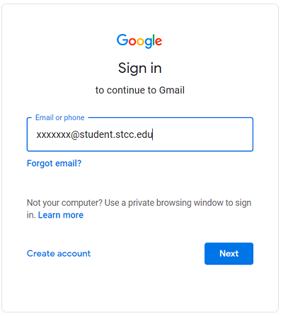 Gmail Sign in Screenshot