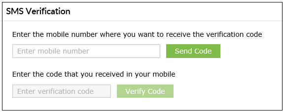 screenshot of SMS verification window