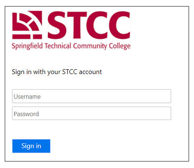 screenshot of STCC Account Login