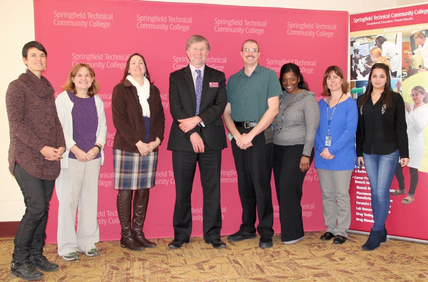 Biotech panelists in front of STCC banner