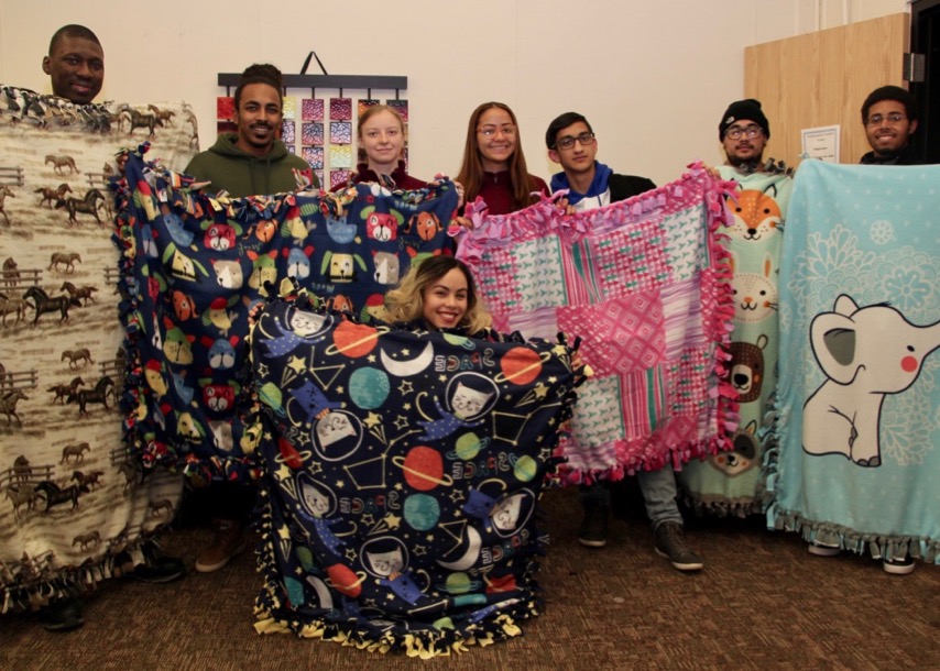 Student Ambassadors with blankets for RMH