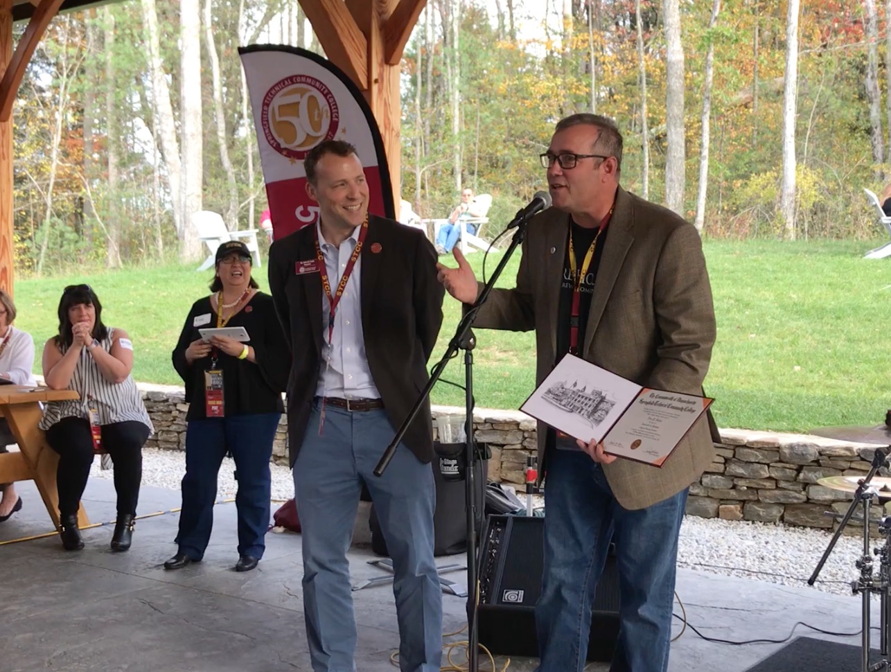 President Cook and Dean Rohan at Tree House Brewing Co.