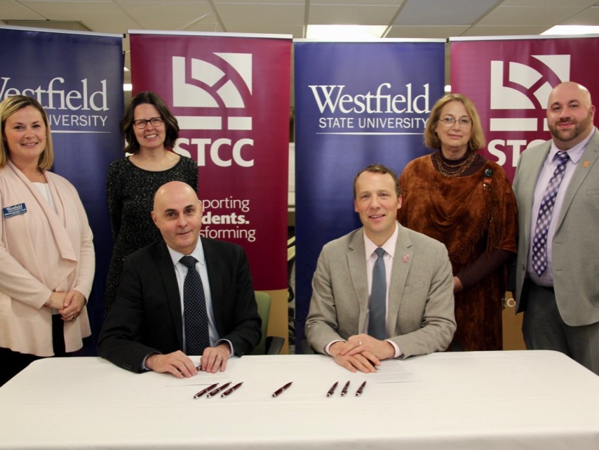 Westfield State, STCC reps gather for signing ceremony