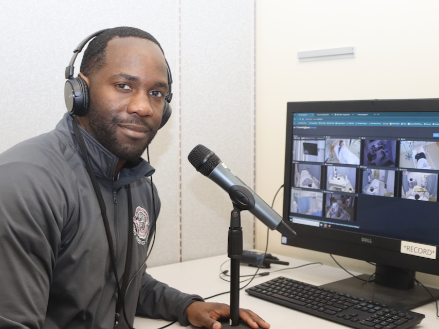 Deveir Cockett in control room of SIMS Center