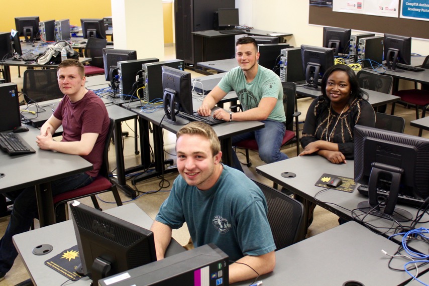 Computer and IT security students in a classroom