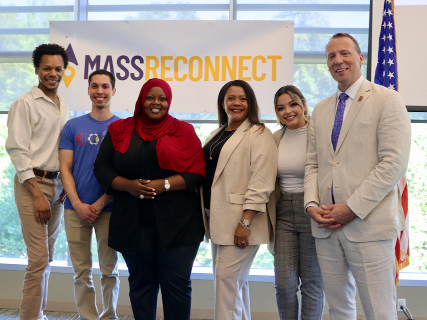 John Cook Jynai McDonald with MassReconnect students