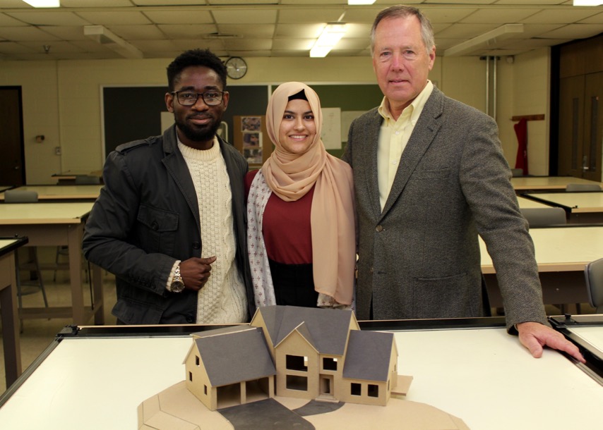 Architectural and Design students with Warren Hall