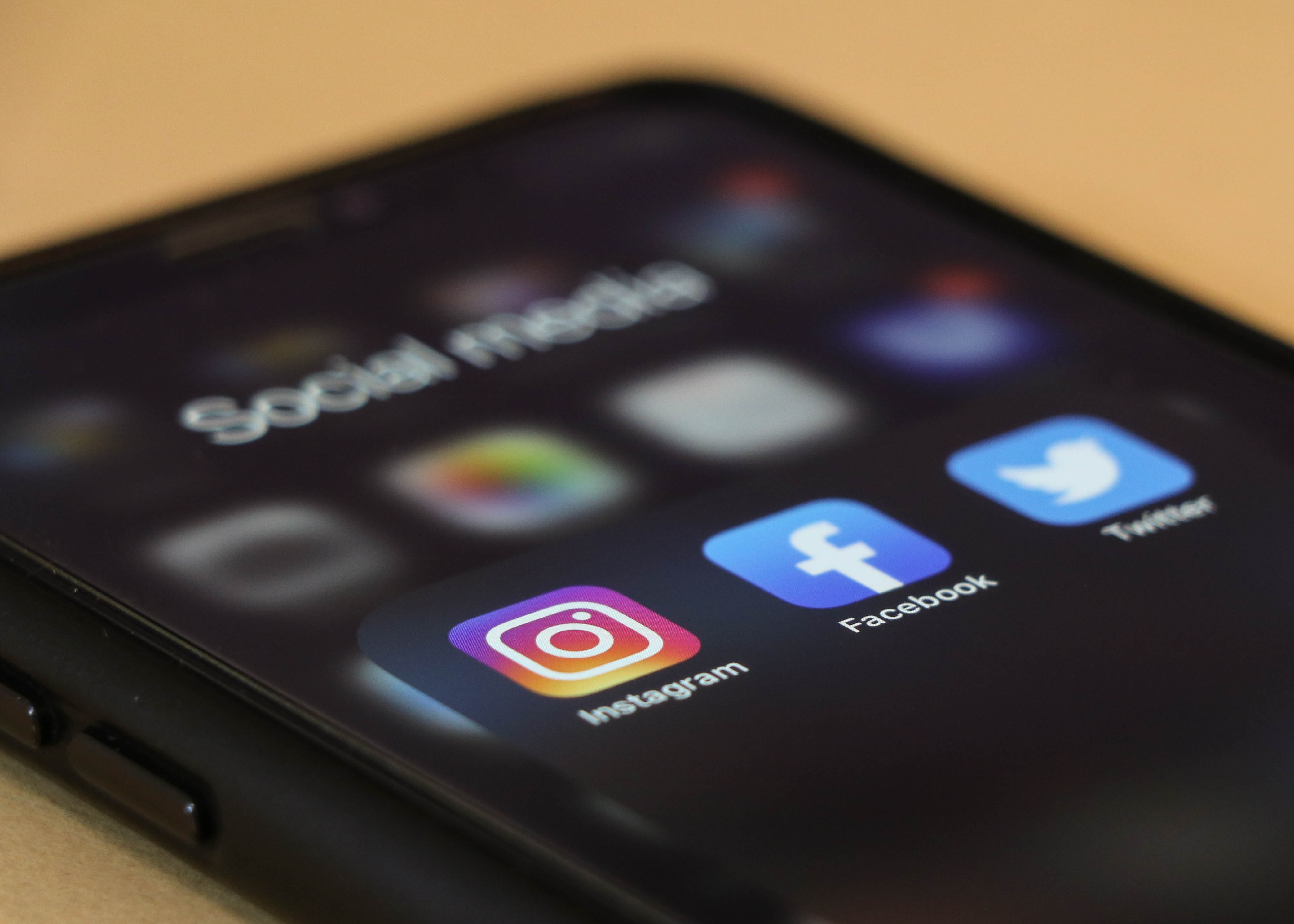 social media icons on mobile phone