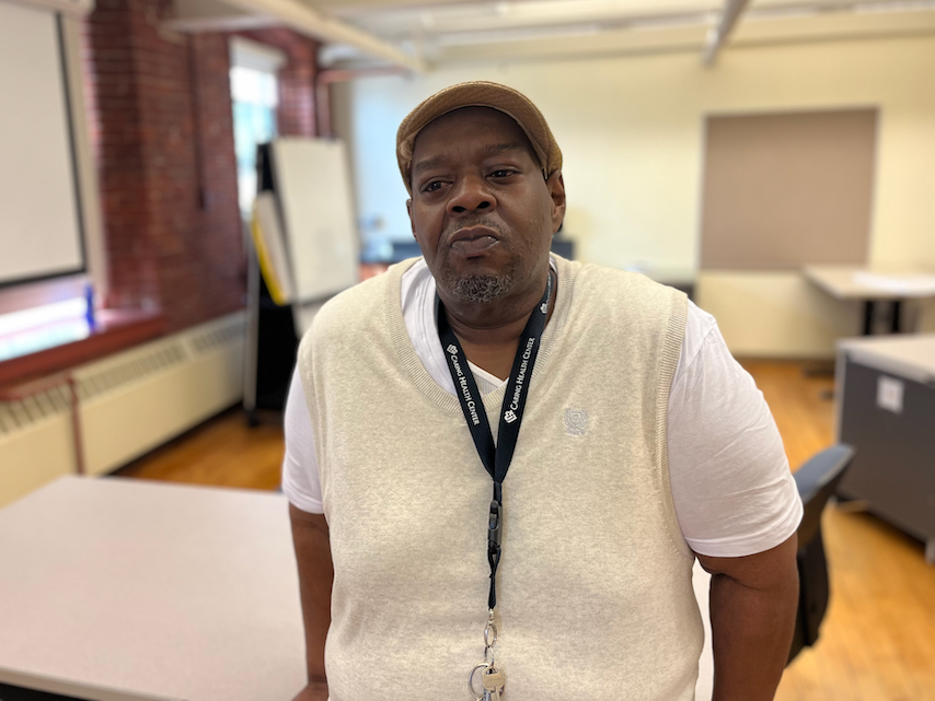 HiSET grad Lamont McClusky in an STCC classroom
