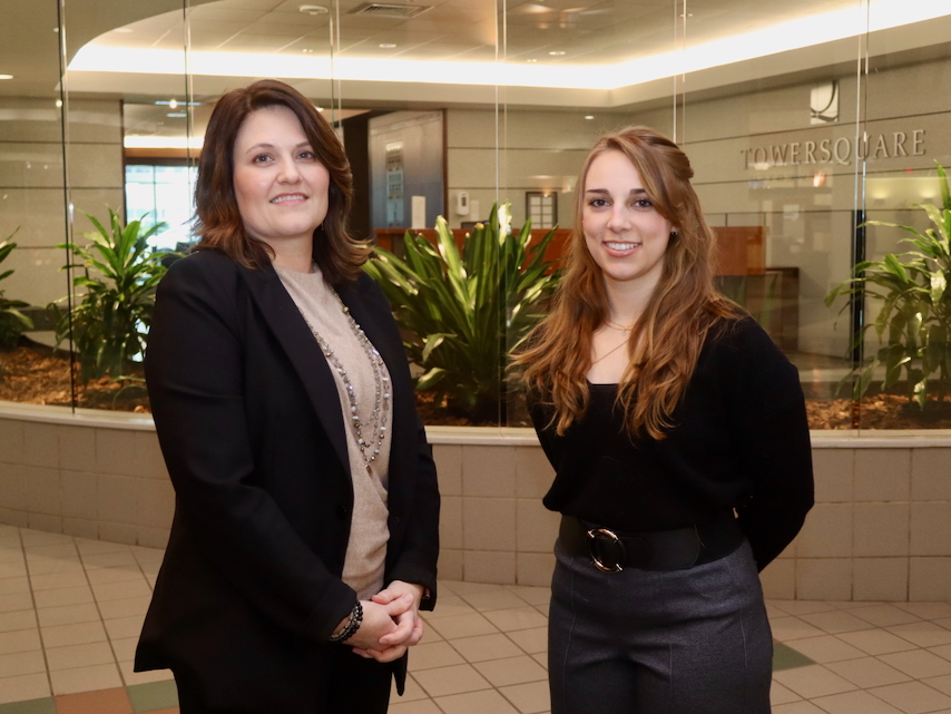 Sara Smith and  Delaney Aldrich at Tower Square