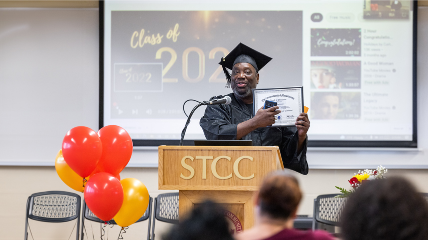 student speaker at HiSET graduation