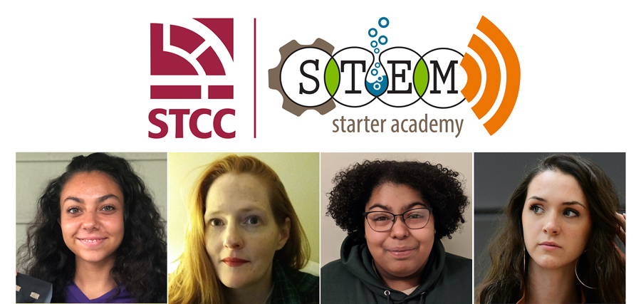 STEM Starter Academy Logo with photos of pre-teaching interns