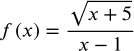 f(x) = the square root of x + 5 over x - 1