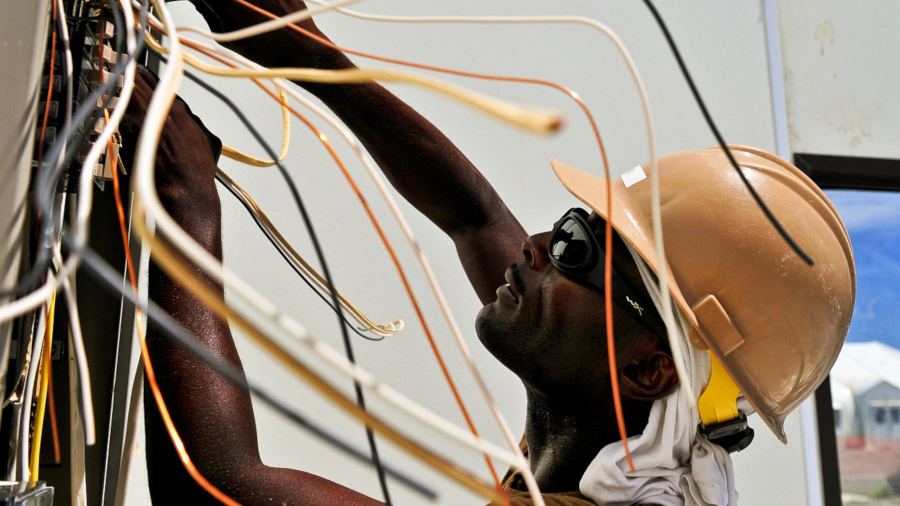 electrician working on wires