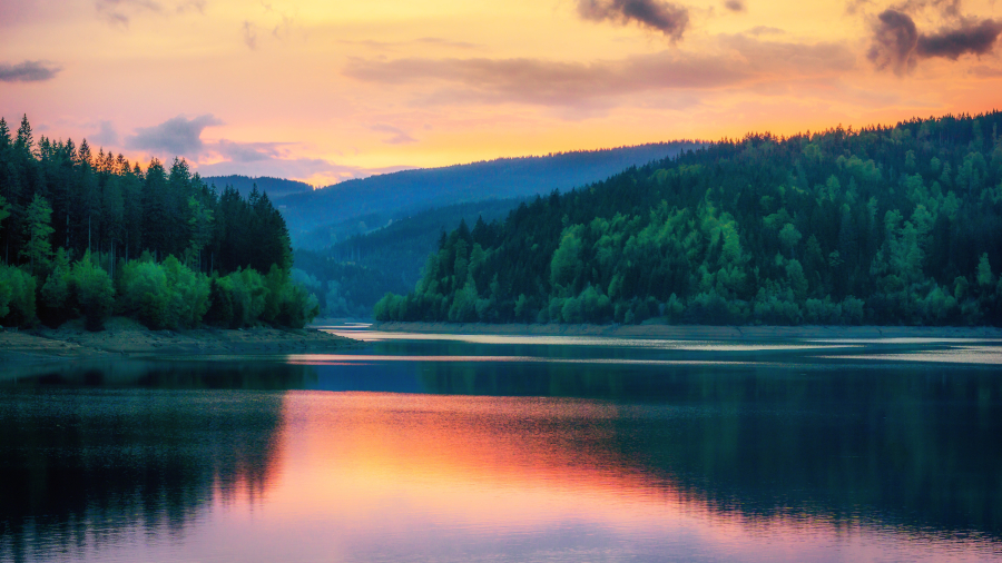 Resevior at sunset